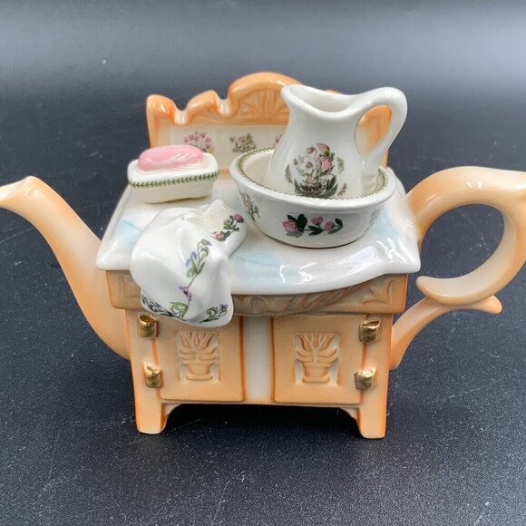 Vintage Portmeirion Botanic Garden Wash Basin Miniature Teapot - Made in England